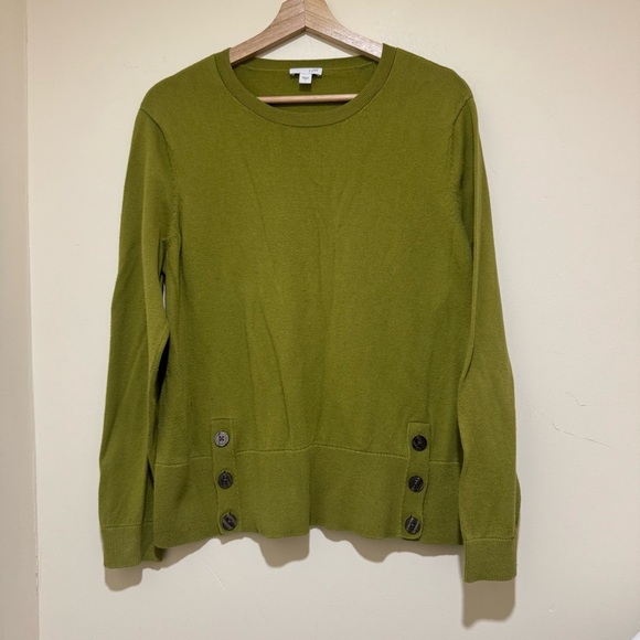 Women’s J.Jill Soft and Stylish Button Hem Vine Green Colour Sweater Size: L - Picture 2 of 16